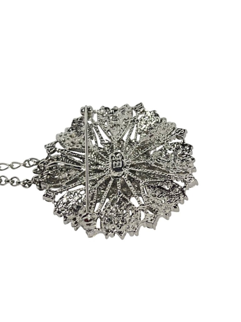 Camrose And Cross Silver Tone Necklace With Starburst Pendant/Brooch (6322) - Picture 10 of 10